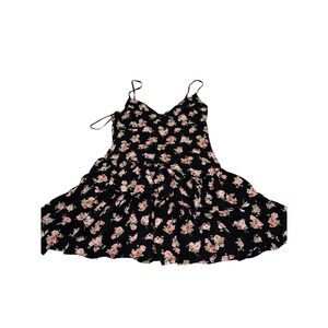 Aeropostale Black Floral Ruffle Spaghetti Strap Mini Dress Women's‎ Size L